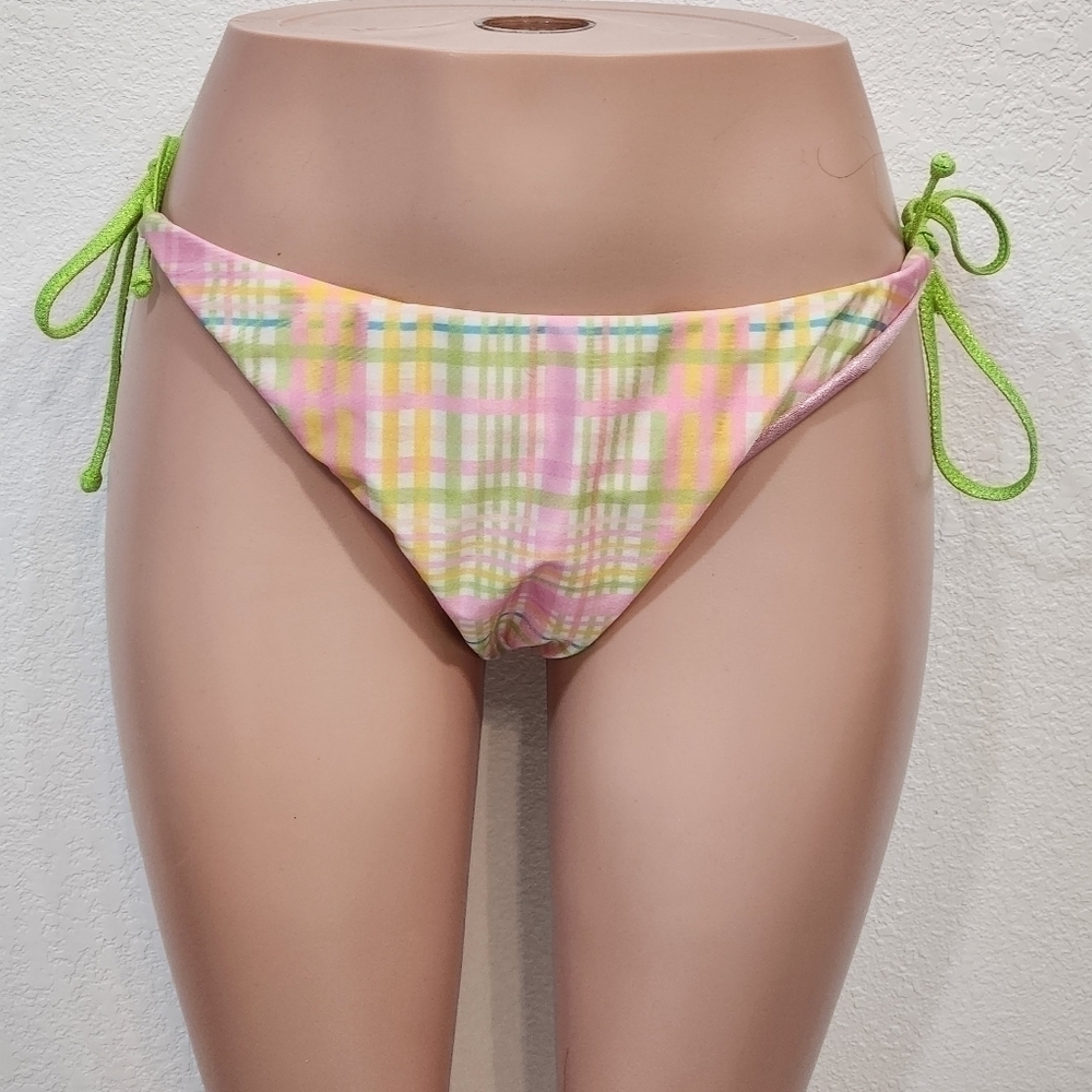 THE MIGHTY COMPANY The Paradise Plaid String Bikini BOTTOM Size: XXL